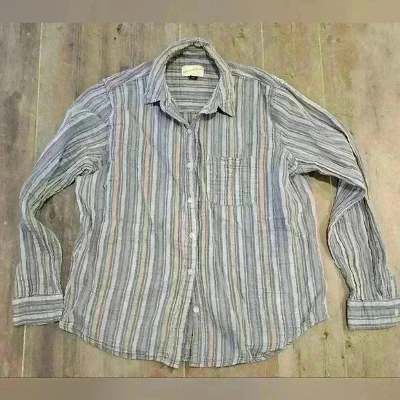 Universal Thread Striped Cotton Button-Down Shirt - Picture 1 of 9